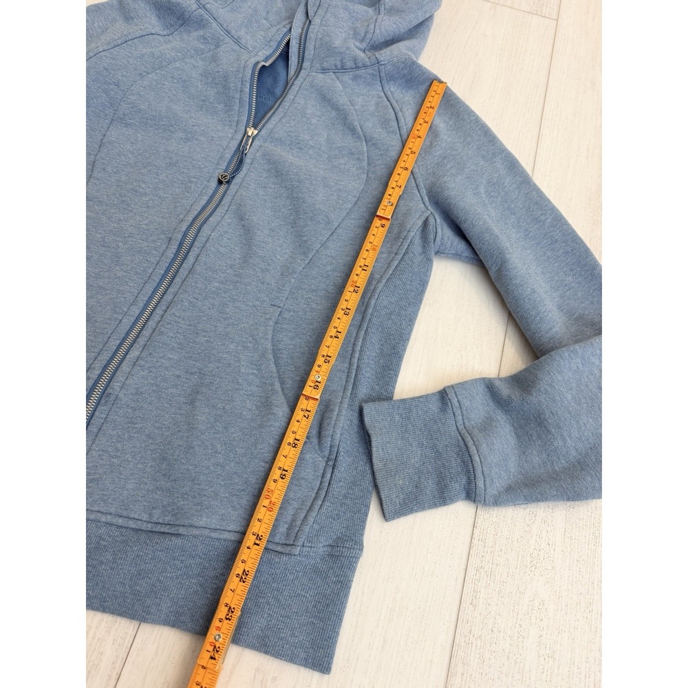 Lululemon Scuba Hoodie Light Cotton Fleece Sz 10 Heathered Illuminight Blue - Picture 6 of 7